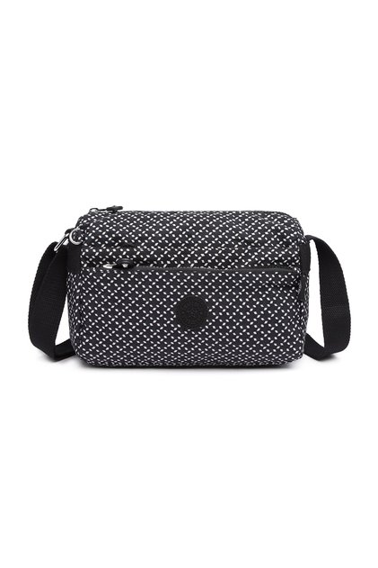Daily Small Size Waterproof Lightweight Crinkle Fabric Women's Crossbody Bag Black/White