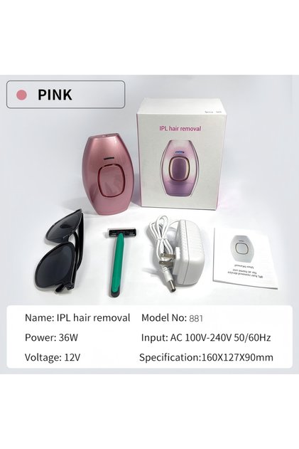 جهاز إزالة الشعر بالليزر IPL للنساء بالمنزل، مزود بضوء نبضي مكثف بقوة 36 واط بدون ألم، لون وردي، وضعين (يدوي وتلقائي) لإزالة الشعر من الجسم بالكامل بما في ذلك الوجه والبيكيني وتحت الإبطين والساقين