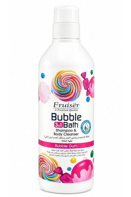 سائل استحمام وشامبو وفقاعات 3 في 1 من فرويسر (Fruiser) - نكهة علكة الفقاعات (Bubble Gum)