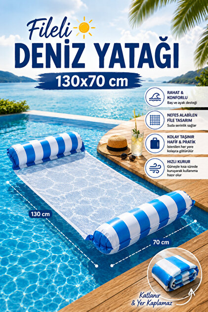craftivio Fileli Deniz Yatağı Su Hamağı Katlanabilir Şişme Havuz