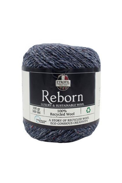 Reborn Knitting Yarn Dark Gray 100% Recycled Wool 100g 300m (75393)