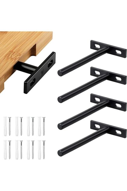 4 Pcs Floating Shelf Fixings, Invisible Hidden Heavy Duty Shelf, 5 Inch Galvanized Solid Steel Hidden Blind Support