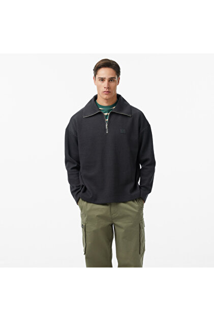 Brushed Zip Pullover Erkek Siyah Sweatshirt