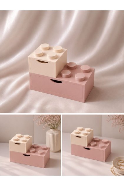 Lego Design Desktop Organizer with Drawers / Storage Box Set