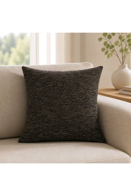 Dark Brown Textured Chenille Decorative Throw Pillow Cover Modern Design