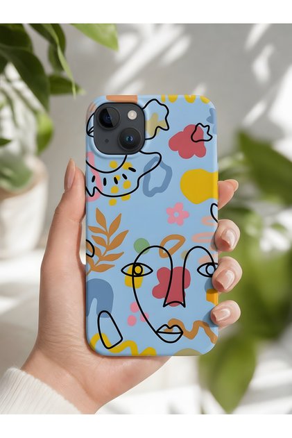 iPhone 13 Compatible Launch Silicone Smiling Heart Face Themed Shock Absorbing Case Blue