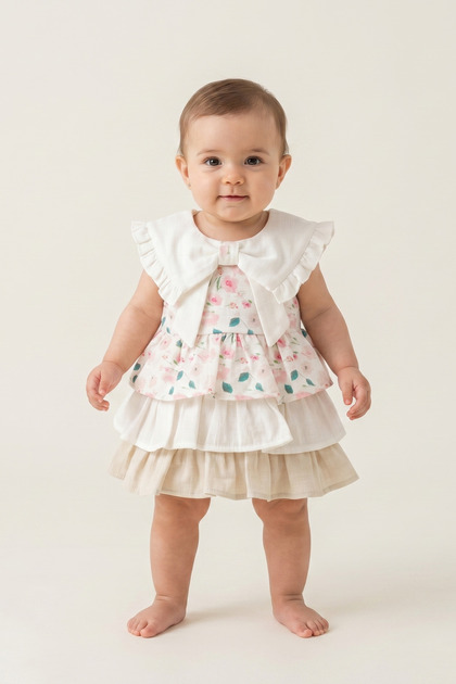 Seasonal Baby Girl Floral, Ruffled Dress