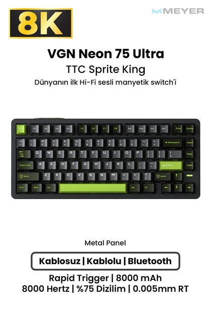 VGN Neon 75 Ultra Hall Effect Rapid Trigger Mekanik Klavye [Manyetik Switch]