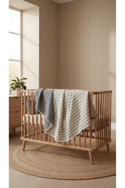 100% Cotton 8 Layer Multi Muslin Blanket Baby Kids Blanket – XL (120X100 cm) Gray
