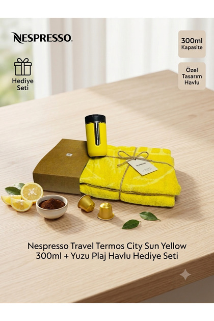 PoPo、ねろす、みすて Nespresso Travel Termos City Sun Yellow 300ml + Plaj Havlu Hediye