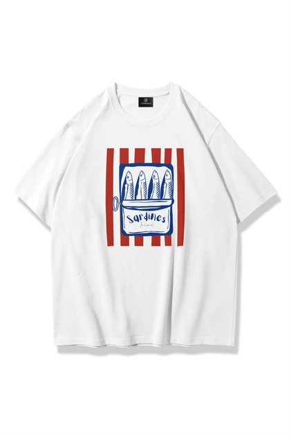 Unisex olive sardines t-shirt white