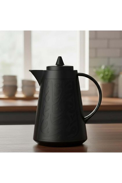 Arabic Line Patterned Tea and Coffee Thermos - Black Color - Harmonious Design