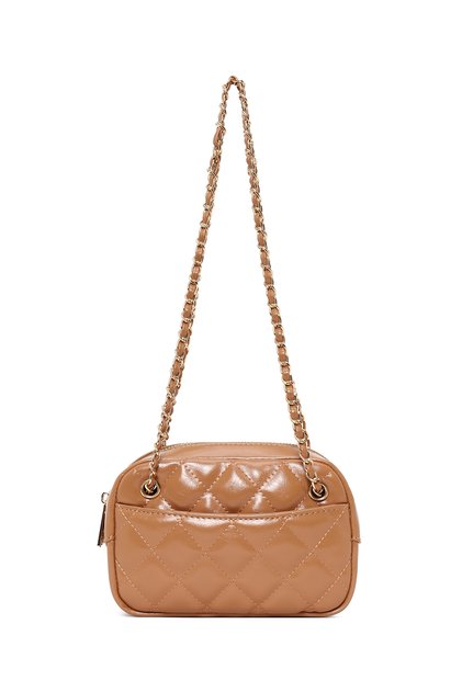 Women's Beige Quilted Crossbody Bag 26Pbd2921Kp