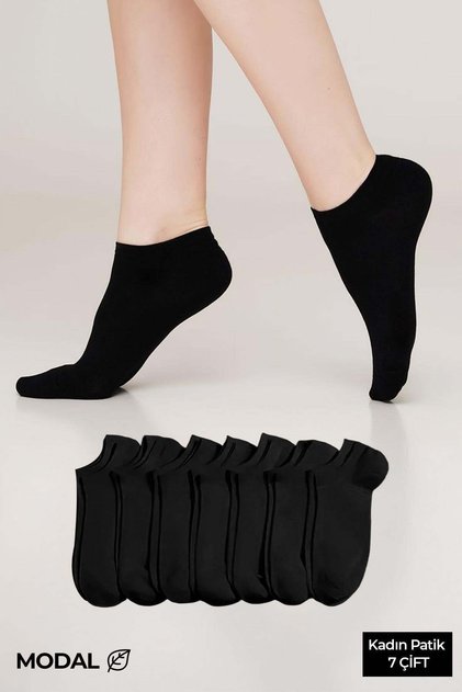 Modal Women's Boxed 7 Pairs of Booties Socks Black