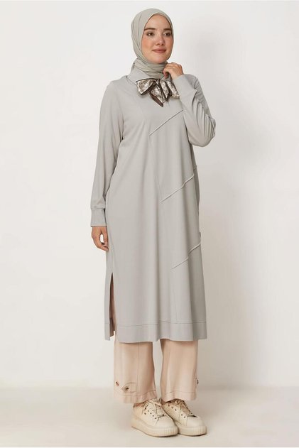 Scarf-Detail Trained Sweatshirt Tunic 46536