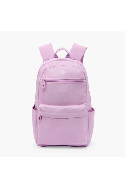 US POLO ASSN. Solid Backpack for Girls 8-13 Years with Adjustable Shoulder Straps - 18 inches