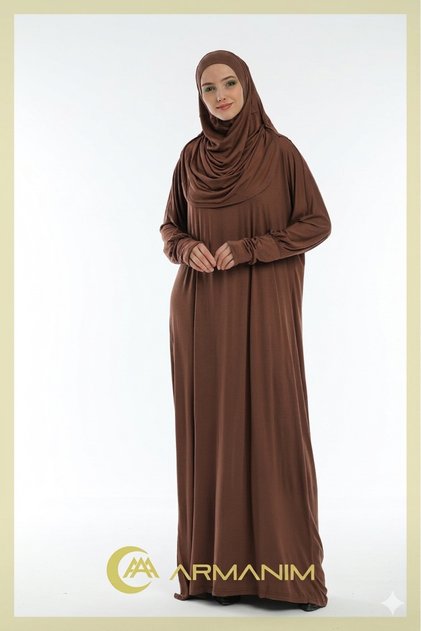 Armanım Women's One-Piece Cotton Prayer and Umrah Dress