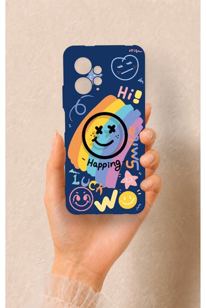 Redmi Note 12 4g Compatible Happing Smile Patterned Silicone Case
