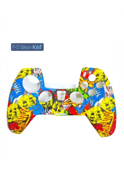 P5 Gamepad Kılıfı - Ultra Kalite Desenli Tasarım - Şarj İstasyonu Uyumlu Silikon Koruyucu