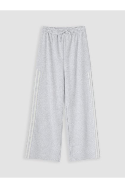 Gray Wide-Legged Girls' Sweatpants with Elastic Waist