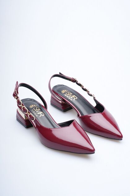 Bella Low Heel Pointed Toe Back Open Side Accessory Detail Comfortable for Daily Use