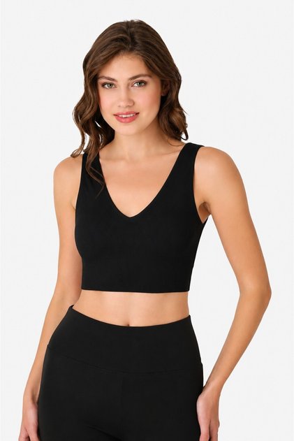 Black Seamless Covered V-Neck Bustier