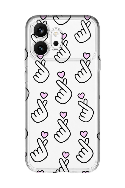 Honor 600 Compatible Finger Heart Pattern Transparent Phone Case