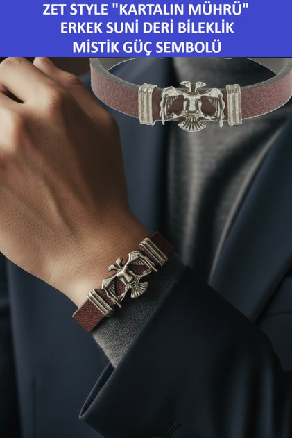 Zet Style "Seal of the Eagle" Double-Headed Eagle Faux Leather Bracelet – Symbol of Mystical Power
