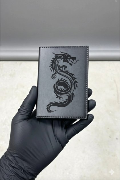 Dragon Design Leather Stitched Motor License Holder, Leather License Case New Car Gift
