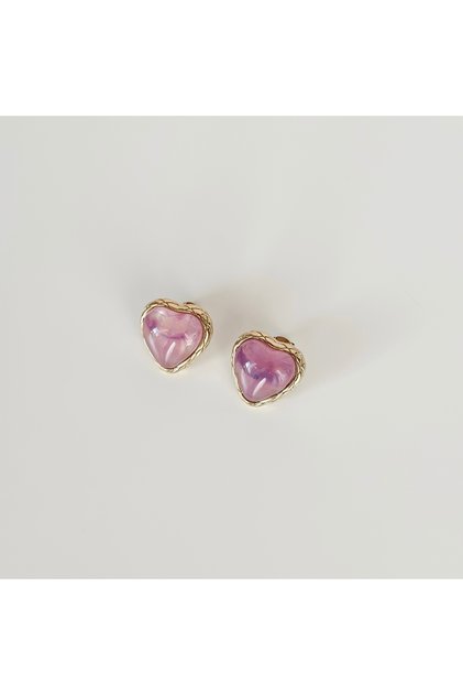 Lilac Heart Steel Earrings