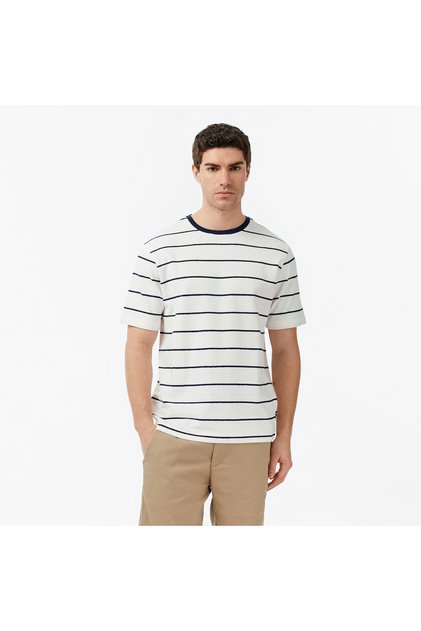 Erkek Lacivert Regular Fit Çizgili T-Shirt