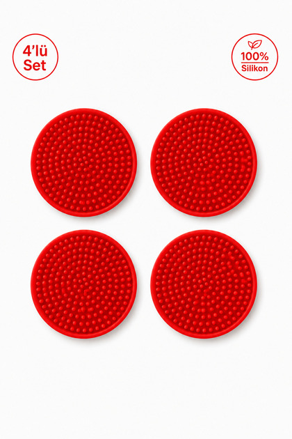 4 Pieces of Silicone Coasters – Coasters – 100% Silicone Coasters Red
