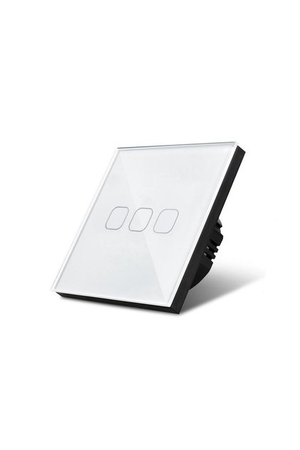 Üçlü Dokunmatik Işık Anahtarı Beyaz Cam Panel Nötrsüz 1 Way 3 Kanal SK-A803-01