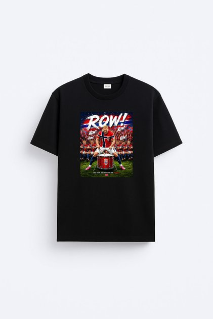 Norwegian National Team Haaland Viking Row Printed Cotton Black T-Shirt T-Shirt