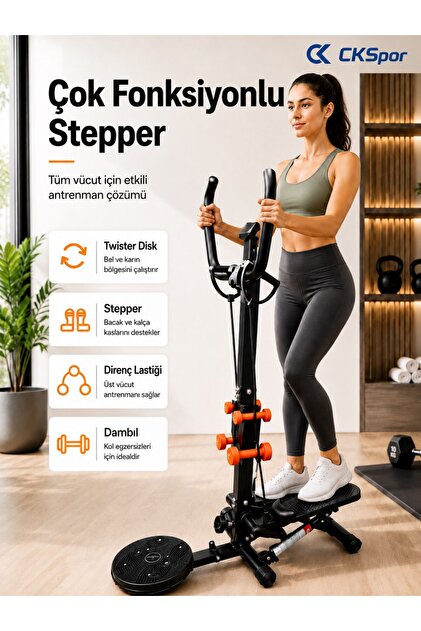Çok Fonksiyonlu Stepper Egzersiz Aleti Twister Diskli Dambıllı Direnç Lastikli Kondisyon Alet