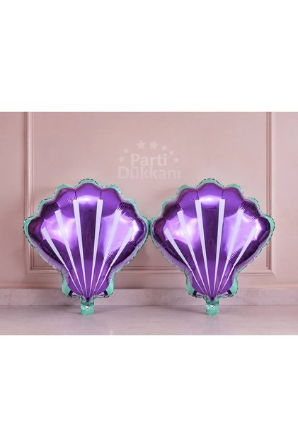 2-Pack Purple Mussel Foil Balloons 18 Inch (45 cm) – Seashell Themed Party Balloon – Birthday, Mermaid, and Baby Shower Decoration