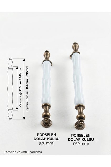 Porcelain Furniture Handles Cabinet Drawer Kitchen Handles 128 mm 160 mm North (Pattern 000)