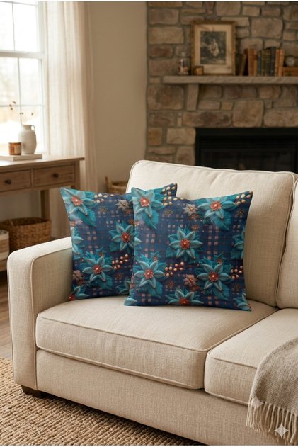 Gön Ev Tekstili Double-Sided Patterned Decorative 2-Piece Throw Pillow Cover - Modern Living Room and Room Accessory