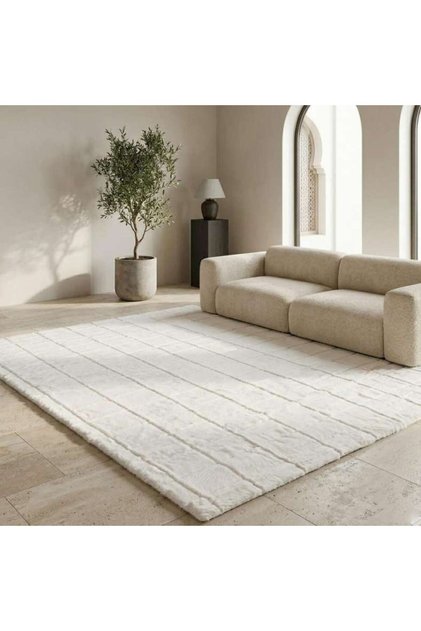 Carvy Rabbit Faux Fur Rug 160x230cm - Ivory