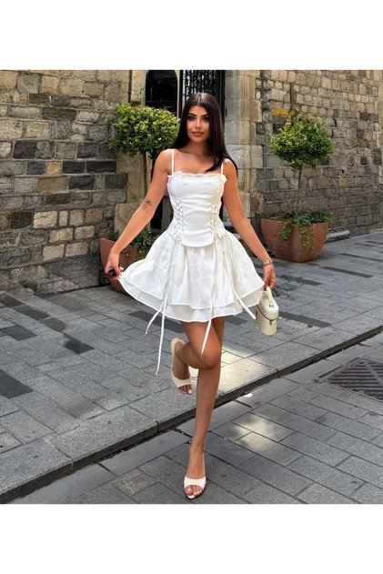 Corset Detailed Mini Dress