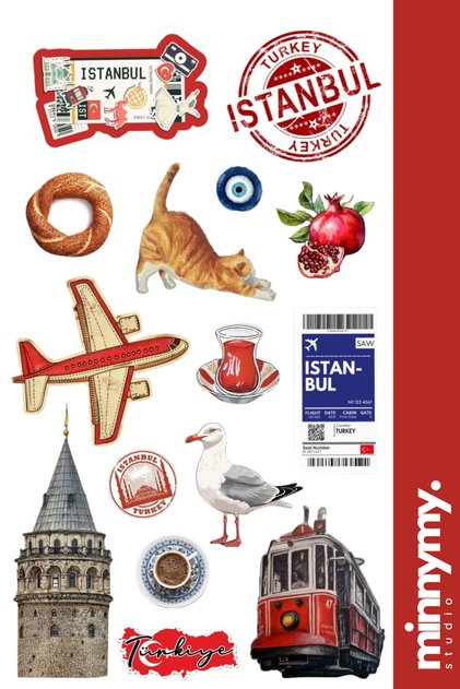 İstanbul Collection Sticker, Çıkartma, Ajanda, Günlük, Planlayıcı, Bullet Journal , Scrapbook