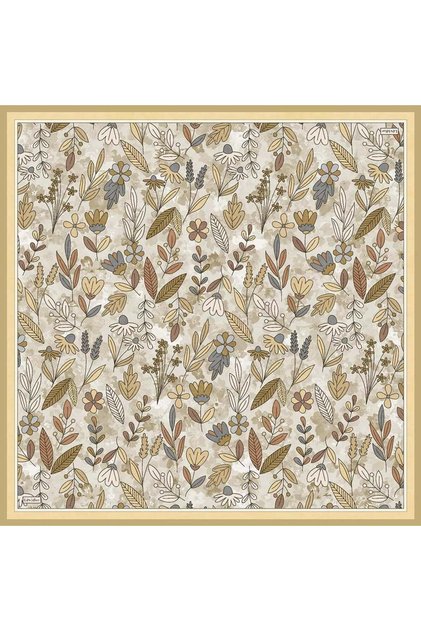 Yellow Wildflower Pattern Twill Silk Scarf