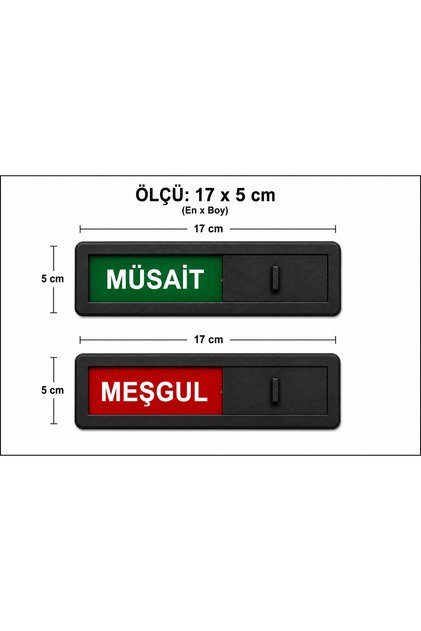 Müsait / Meşgul Sürgülü Kapı Durum Göstergesi – 17 x 5 cm
