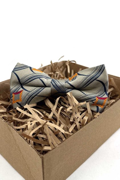 Gold Motif Pattern Silk Bow Tie Sb287