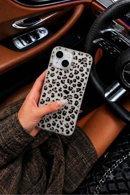 Iphone 13-14-15 Uyumlu Leopar Desenli Premium Kılıf, Kamera Korumalı ve Darbe Emici Yapısıyla