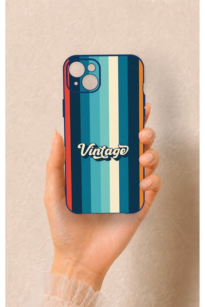 Vintage Patterned Silicone Case Compatible with iPhone 14 Plus/15 Plus