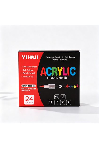 24Colors 48 Colors Soft Brush Tip Acrylic Markers Pen Set, Paint Pens for Rock, Wood, Fabric, Glass,