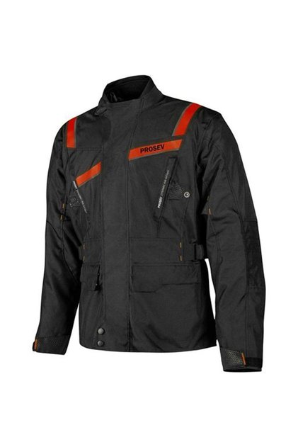 Stelvio 5217 Motosiklet Montu 4 Mevsim Uzun 600-D Dayanıklı Kumaş Motorcu Mont Siyah-Kırmızı
