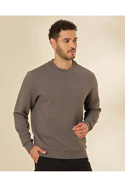 Men Brown Jacquard Sweatshirt