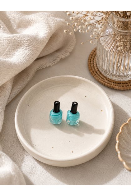 Handmade Murano Glass Turquoise Nail Polish Beads (2 Pieces)